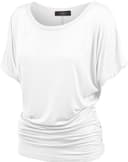 MBJ Women's Solid Short Sleeve Boat Neck V 